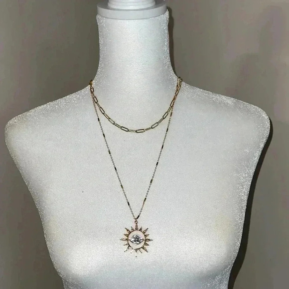 Sofia Jewelry by Sofia Vergara Women's Gold Tone Multi Stone Mutli Row Necklace - Picture 1 of 8